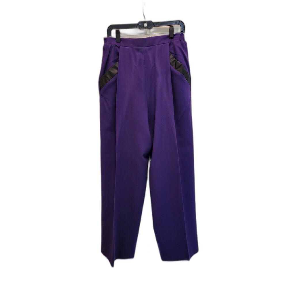 Rafael Wool Lined Women's Purple Pants Black Trim Pocket Size 16 NWT Vintage